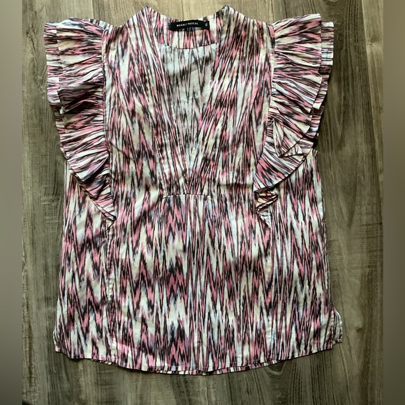 Magali Pascal Ruffled V-Neck Blouse  XS - Picture 2 of 5
